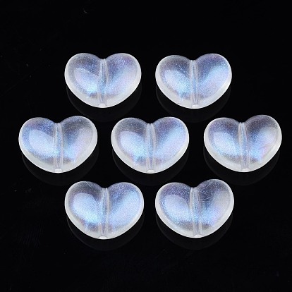 Perles acryliques transparentes, poudre de scintillement, cœur