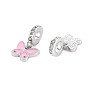 Rack Plating Enamel Alloy European Dangle Charms, with Crystal Rhinestone, Large Hole Beads, Cadmium Free & Nickel Free & Lead Free, Butterfly, Platinum