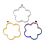 304 Stainless Steel Open Back Bezel Flower Pendants, For DIY UV Resin, Epoxy Resin, Pressed Flower Jewelry