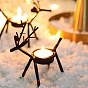 Christmas Theme Iron Candle Holder, Deer, for Wedding, Festival, Party & Windowsill, Home Decoration