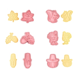 Ensemble de moules à bonbons en plastique pour le thème du jour de thanksgiving, feuille d'érable/maïs/citrouille