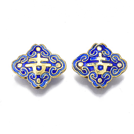 Handmade Cloisonne Beads, Enamel, Rhombus