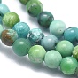 Perlas naturales de color turquesa Hubei hebras, rondo