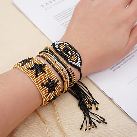 Bohemian Multi-layer Beaded Bracelet with Miyuki Seed Beads and Evil Eye for Women