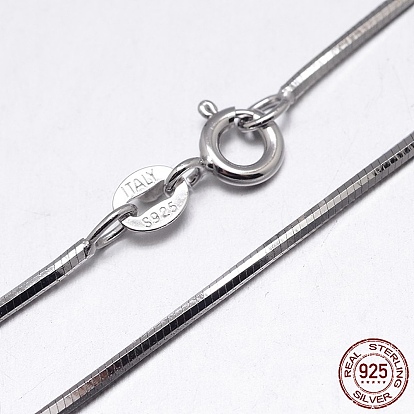 925 collares de cadena de serpiente de plata esterlina, con cierres de anillo de resorte