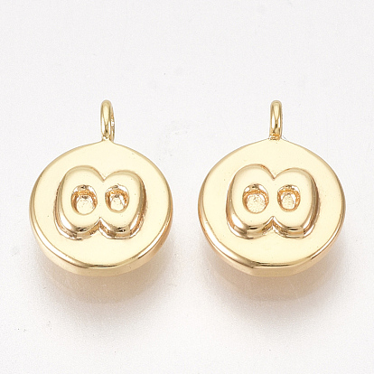 Brass Charms, Nickel Free, Real 18K Gold Plated, Flat Round with Infinity