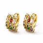 Rack Plating Brass Micro Pave Cubic Zirconia Leverback Earrings, Lead Free & Cadmium Free, Real 18K Gold Plated