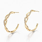 Brass Micro Pave Clear Cubic Zirconia Half Hoop Earrings, Stud Earring, Infinity, Nickel Free