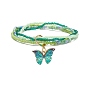 Стеклянные бусины бисерные многорядные браслеты, сплав эмаль бабочка шарм стрейч браслеты для женщин