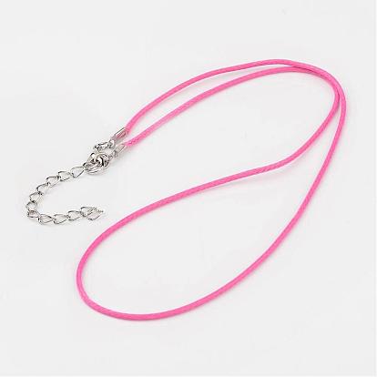 Korean Waxed Polyester Cord Necklace Making, with Alloy Lobster Clasps and Iron Chain Extender, 18.1 inch , 1.5mm