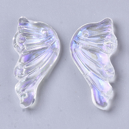 Colgantes de cristal transparente, color de ab chapado, alas de mariposa