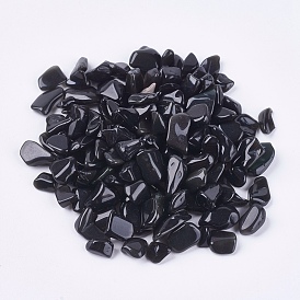 Perles en pierre noire naturelle, pierre tombée, pas de trous / non percés