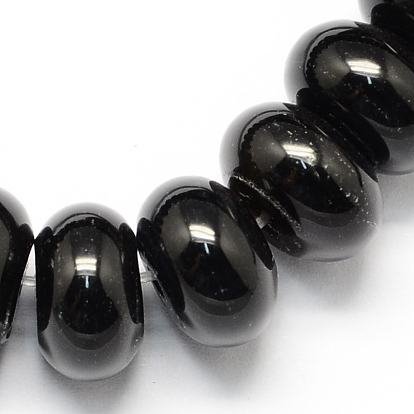 Hebras de cuentas de ónix negro natural teñido, rondelle en forma