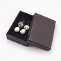 Boucles d'oreilles pendantes en perles de coquillage naturel, avec 316 apprêts en zircone cubique en acier inoxydable chirurgical et 304 crochets pour boucles d'oreilles en acier inoxydable, avec caisse d'emballage