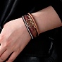 PU Leather Braided Multi-strand Bracelet, Interlocked Ring Bracelet with Magnetic Clasp for Women, Light Gold