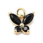 Rack Plating Brass Micro Pave Cubic Zirconia Charms, with Jump Ring, Cadmium Free & Lead Free, Real 18K Gold Plated, Butterfly Charms