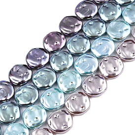 Perles en plastique imitation abs, de couleur plaquée ab , plat rond
