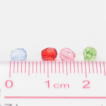 Transparent Acrylic Beads, Faceted Round, 4mm, Hole: 1mm, about 13000pcs/500g