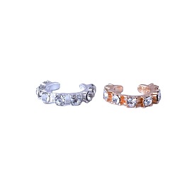 Crystal Inlaid C-shaped Ear Clip - Retro Ear Jewelry, No Piercing Required.