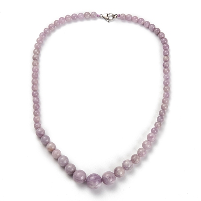 Natural Gemstone Graduated Beaded Necklaces & Stretch Bracelets Jewelry Sets, with Stainless Steel Lobster Claw Clasps