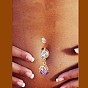 Piercing Jewelry, Brass Cubic Zirconia Navel Ring, Belly Rings, with 304 Stainless Steel Bar, Cadmium Free & Lead Free