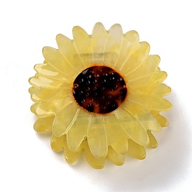 Cellulose Acetate(Resin) Claw Hair Clips, with Platinum Iron Findings, Sunflower