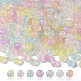 Rainbow Iridescent Plating Acrylic Beads, Glitter Beads, Round