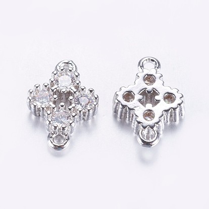 Long-Lasting Plated Brass Micro Pave Cubic Zirconia Links, Flower