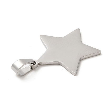 Ion Plating(IP) 304 Stainless Steel Pendants, Stamping Blank Tag, Star Charm