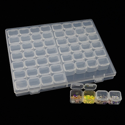 Transparent Plastic 56 Grids Bead Containers, with Independent Bottles & Lids, Each Row 8 Grids, Rectangle
