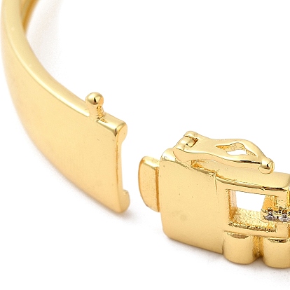 Bracelet à charnière carré creux en laiton avec zircone cubique pour femme