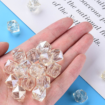 Perles acryliques transparentes, facette, losange