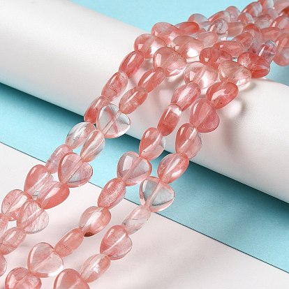 Synthetic Cherry Quartz Glass Beads Strands, Heart