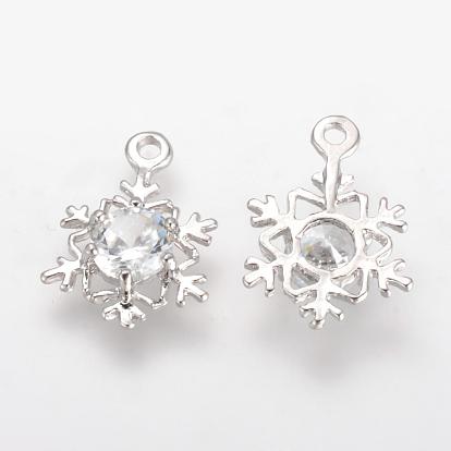 Alloy Cubic Zirconia Pendants, Snowflake