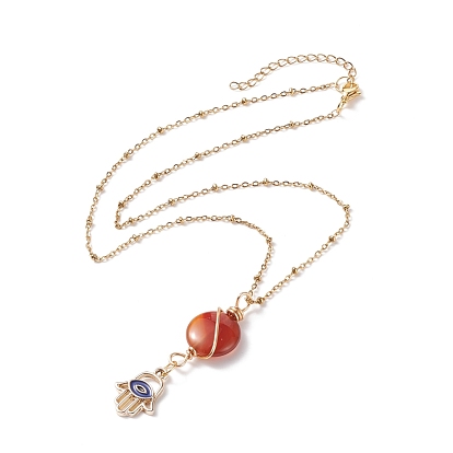 5шт 5 набор ожерелий с кулоном из натурального красного агата в стиле луны и звезды, украшения из латуни для женщин, золотые