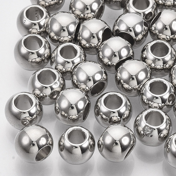 Perles européennes en plastique ccb, Perles avec un grand trou   , pour le bricolage fabrication de bijoux, ronde