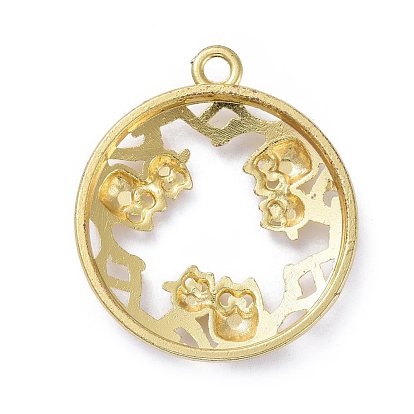 Zinc Alloy Open Back Bezel Pendants, For DIY UV Resin, Epoxy Resin, Pressed Flower Jewelry, Flat Round with Owl