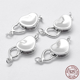 925 Sterling Silver Box Clasps, with 925 Stamp, Heart