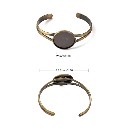 Création de bangle en laiton, base de bracelet vide, plateau: 25 mm, 60.5 mm