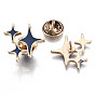 Alloy Brooches, Enamel Pin, with Brass Butterfly Clutches, Star, Light Gold