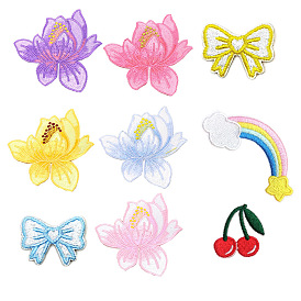 Embroidery Iron on/Sew on Patch, for Costume Bag Hat, Flower/Rainbow/Bowknot