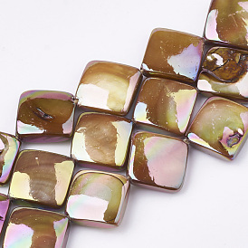 AB Color Freshwater Shell Beads Strands, Dyed, Rhombus