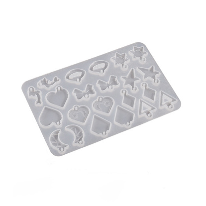 DIY Silicone Pendant Molds, Resin Casting Molds, for UV Resin, Epoxy Resin Jewelry Making, Bowknot/Key/Moon