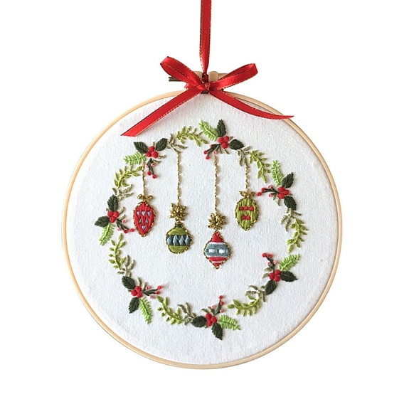 Рождественские тематические наборы для вышивки своими руками, включая пяльцы из искусственного бамбука, железа контакты, вышитая ткань, хлопковые цветные нитки для вышивки