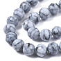 Opaque Baking Painted Crackle Glass Beads Strands, Round, Faceted
