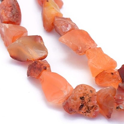 Raw Rough Natural Carnelian Beads Strands, Dyed & Heated, Nuggets