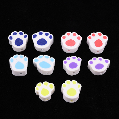 Handmade Polymer Clay Beads, Paw Print