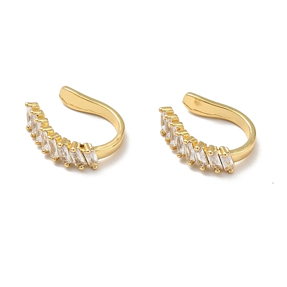 Clear Cubic Zirconia Cuff Earrings, Brass Jewelry for Non-pierced Ears, Cadmium Free & Lead Free