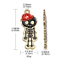 5Pcs Alloy Enamel Pendants, Skeleton with Hat Charm, Golden