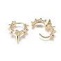 Punk Style Brass Huggie Hoop Earrings, with Clear Cubic Zirconia